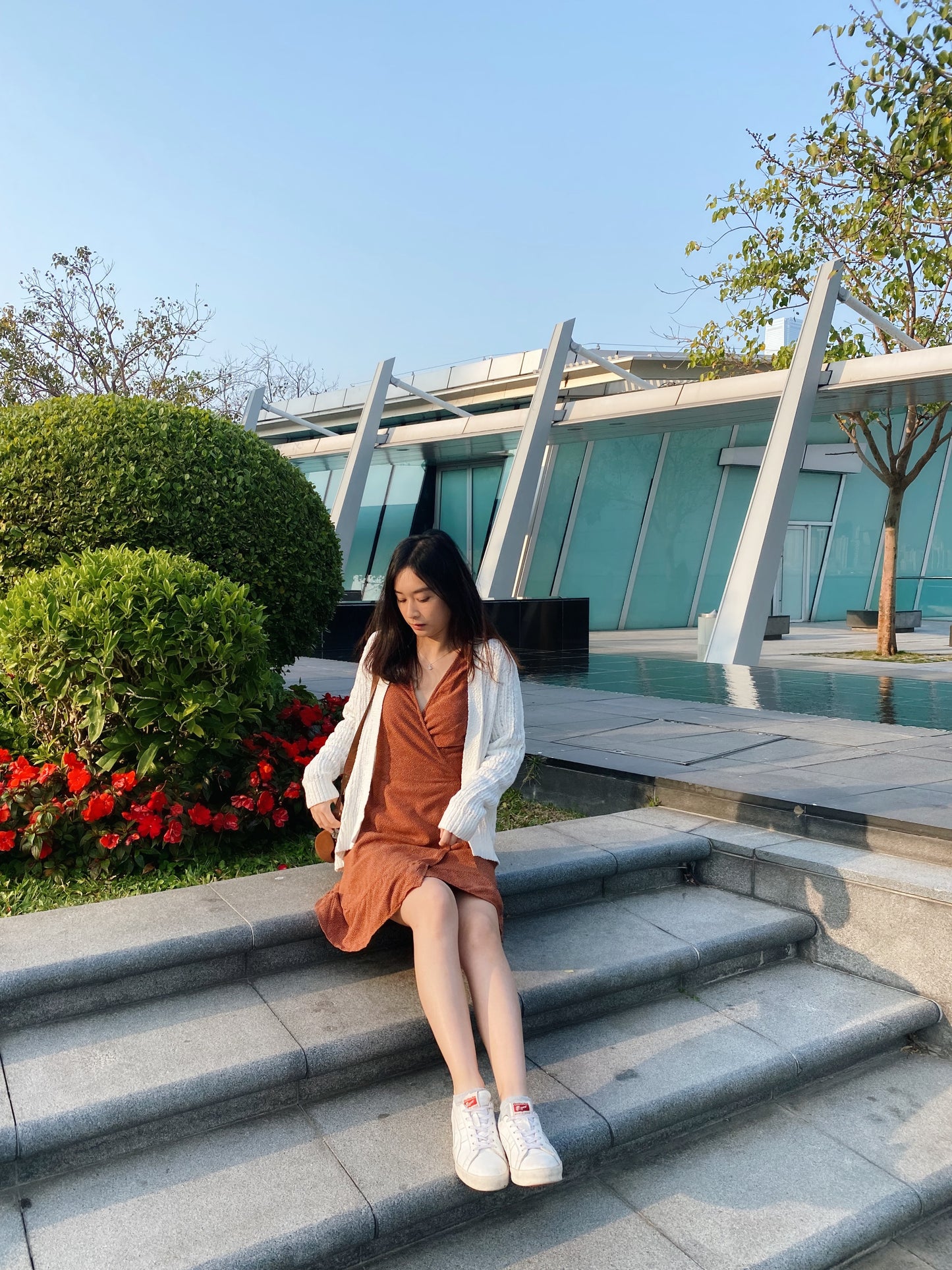 Long Sleeve Smocked Cuff Wrap Dress