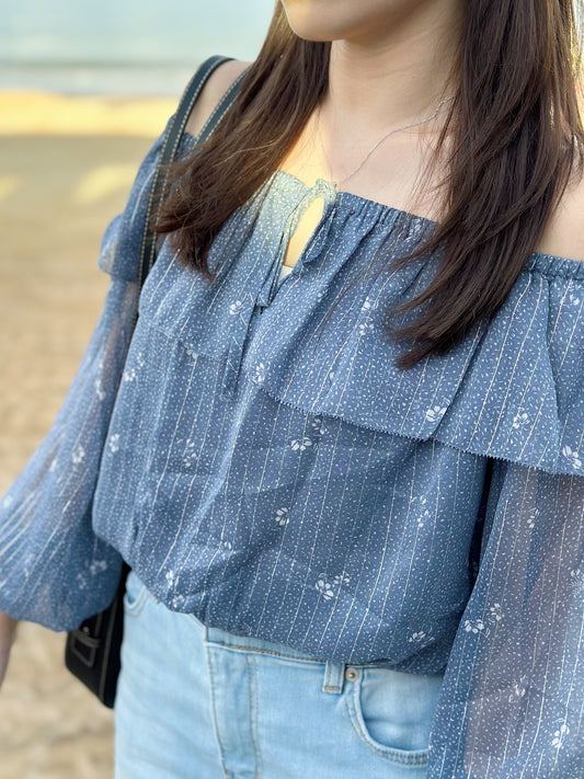 Off-The-Shoulder Chiffon Bodysuit