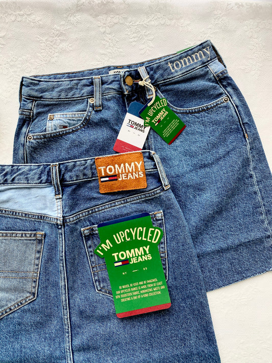 Mixed Denim Mini Skirt