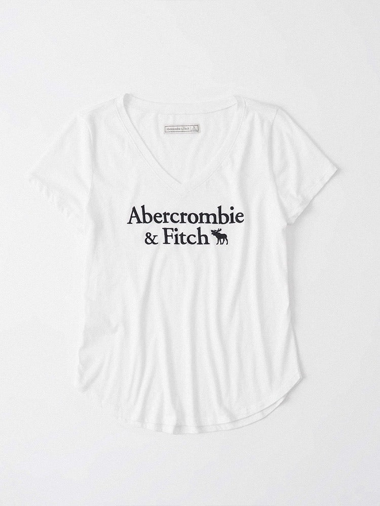 Embroidered V-neck Logo T-shirt