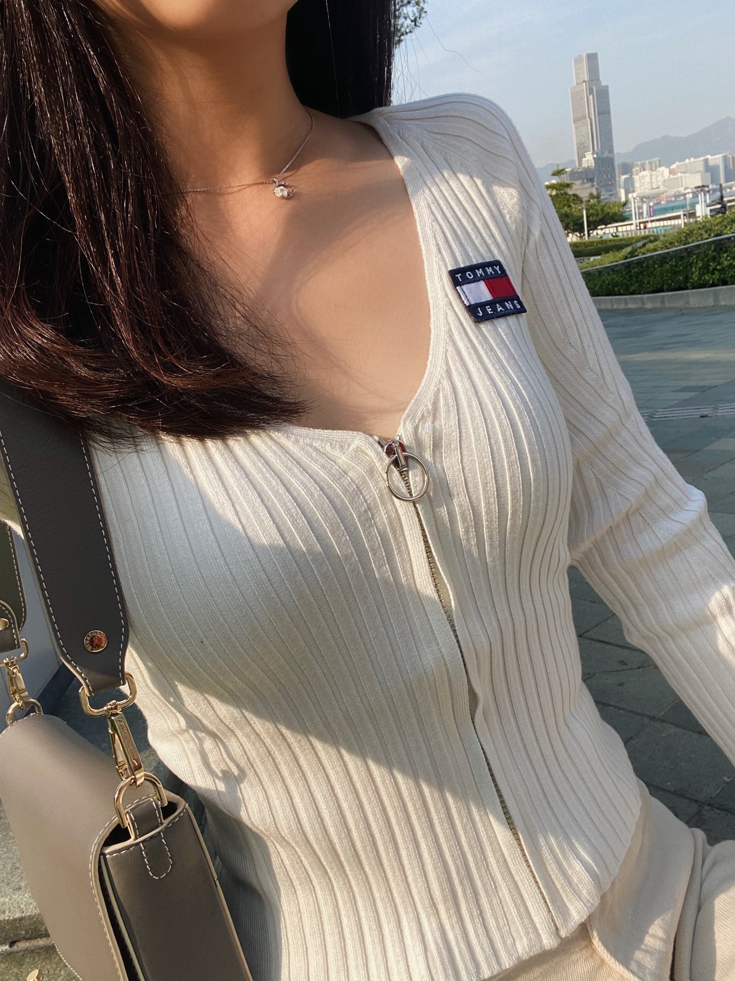 Badge Ribbed Cardigan