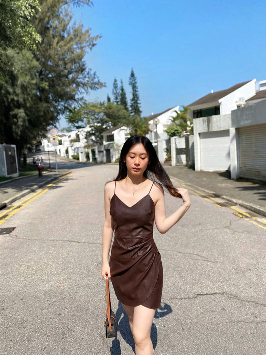 Vegan Leather Sarong Mini Dress