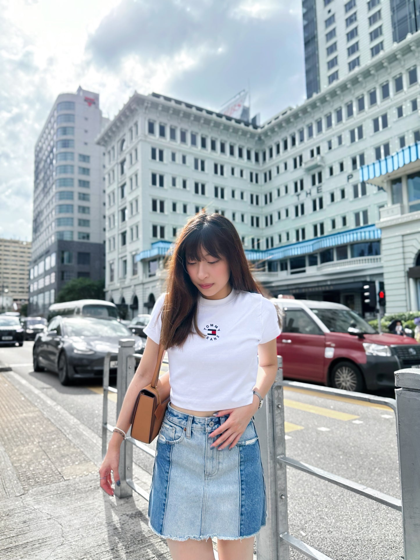 Two-Tone Denim Mini Skirt