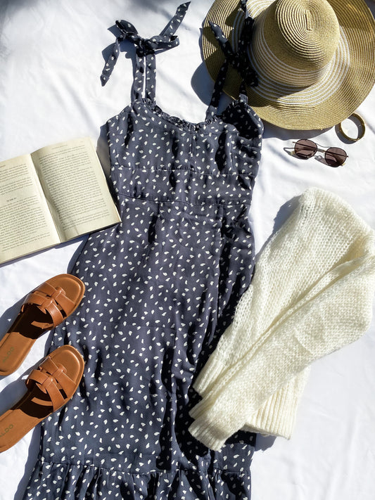 Tie Shoulder Midi Dress