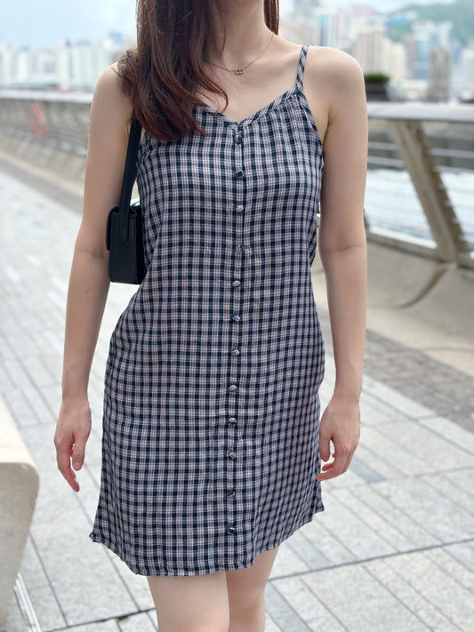 Plaid Button Dress