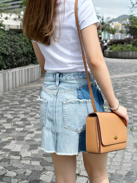 Two-Tone Denim Mini Skirt