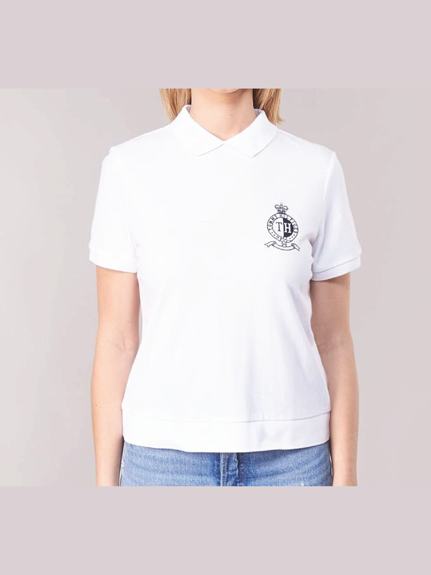 Crest Embroidery Zip Polo