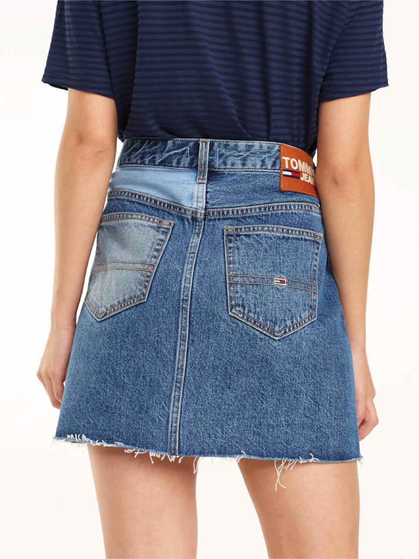 Mixed Denim Mini Skirt