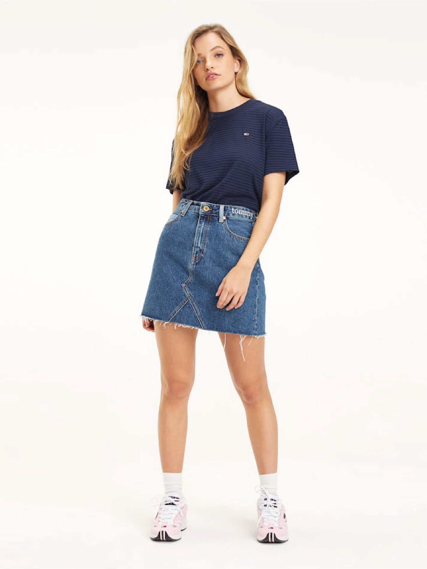 Mixed Denim Mini Skirt