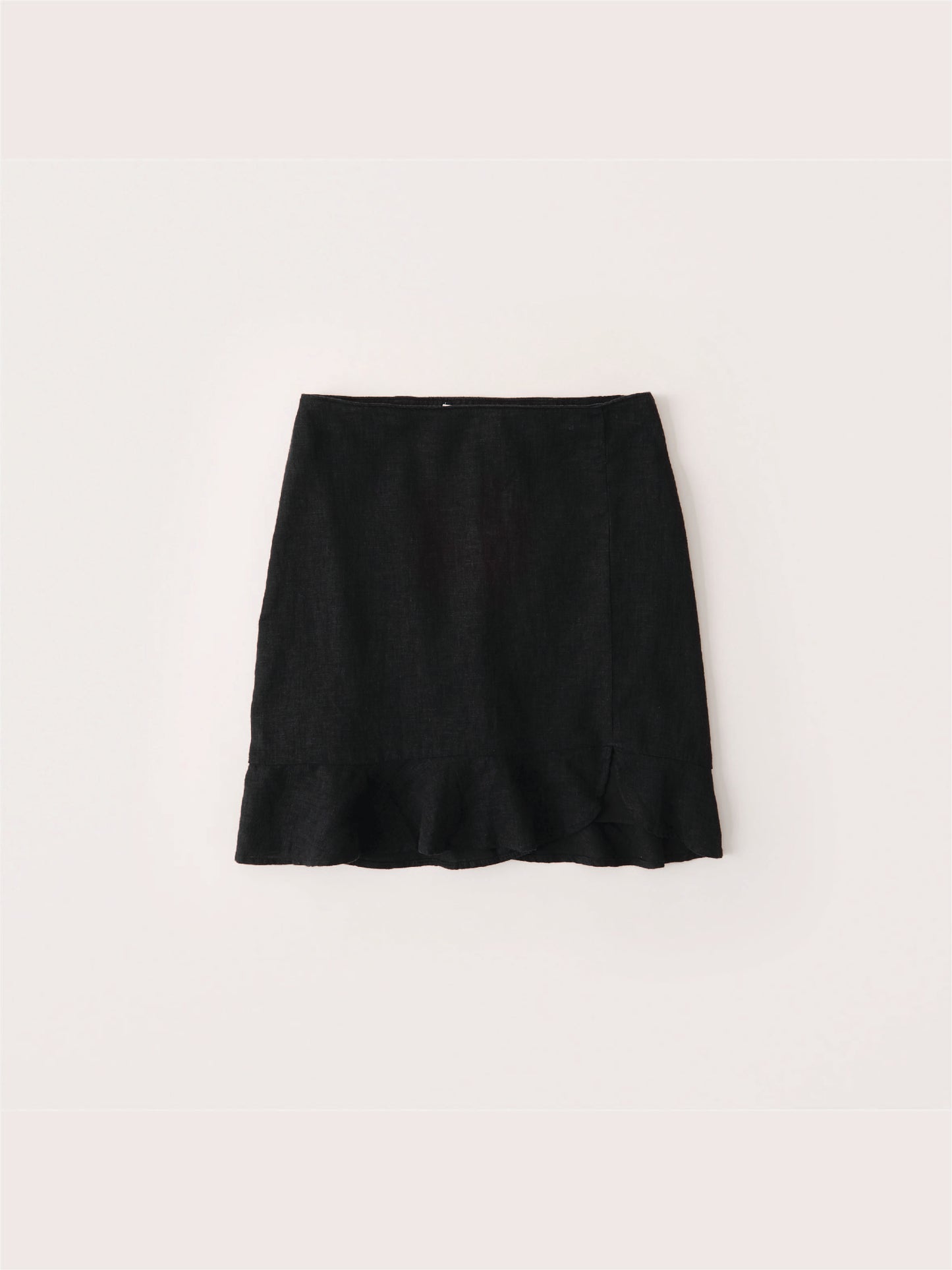 Linen-Blend Ruffle Hem Mini Skirt